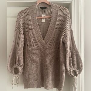 Express Women's V-Neck Sweater in Taupe